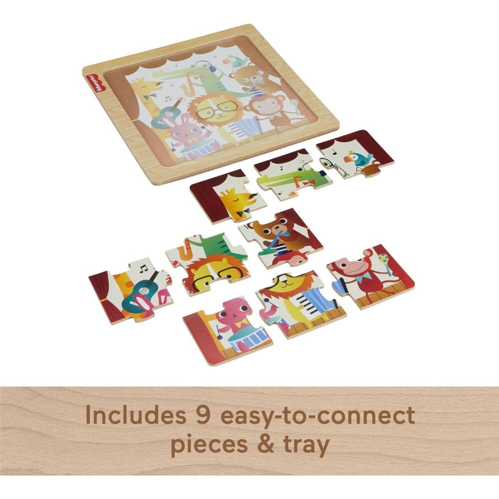 Fisher-Price Ξύλινο Puzzle 9 Τεμάχια Ζώα