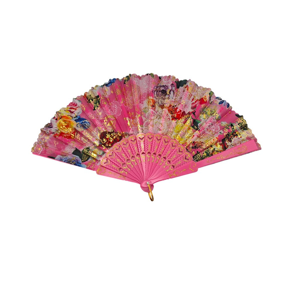 Βεντάλια Πλαστική με Floral Μοτίβο σε 6 Χρώματα - 1 Τμχ