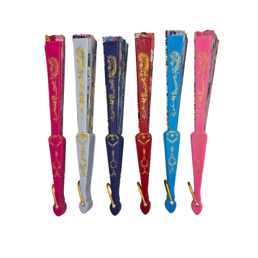 Βεντάλια Πλαστική με Floral Μοτίβο σε 6 Χρώματα - 1 Τμχ