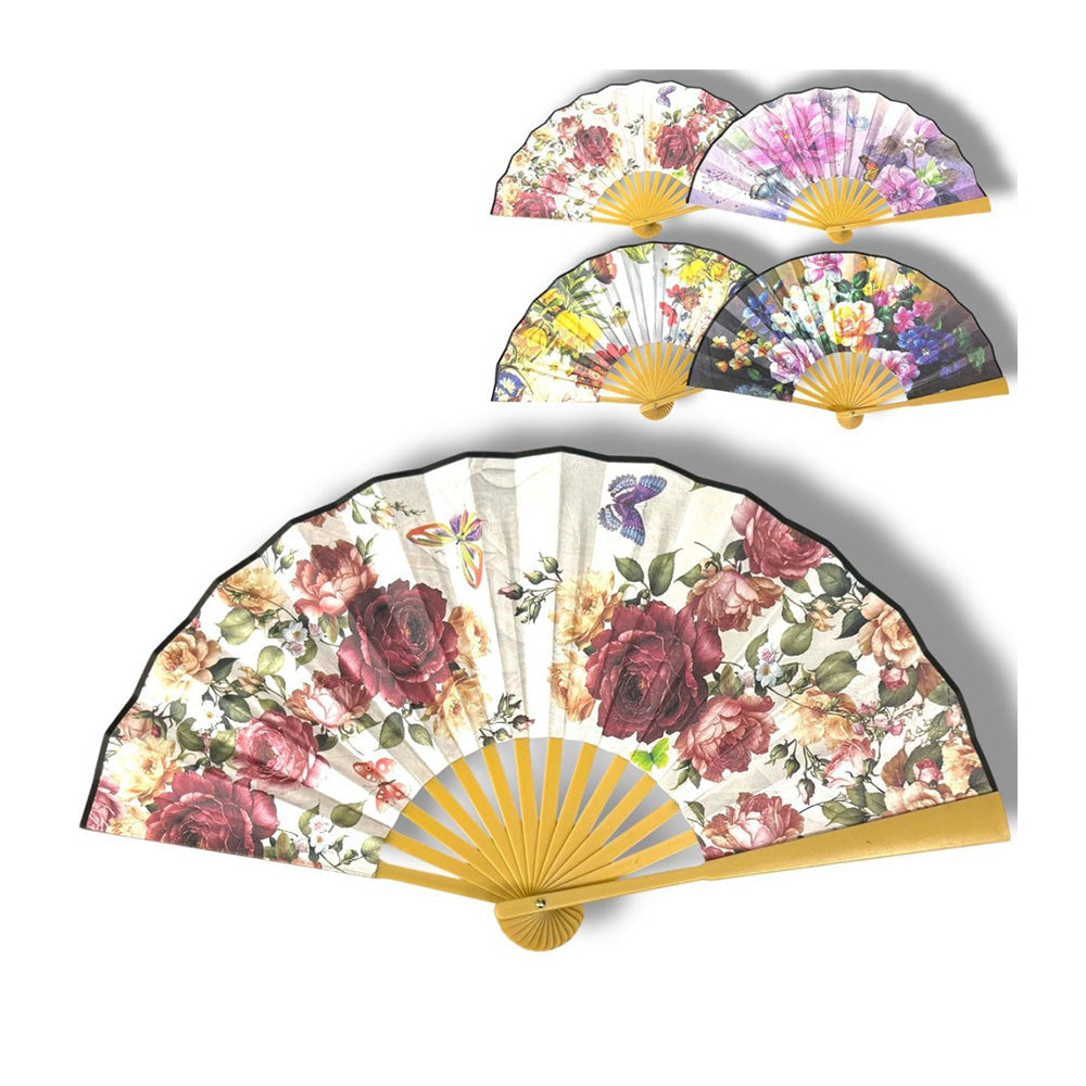 Βεντάλια Πλαστική με Floral Μοτίβο σε Διάφορα Σχέδια - 1 Τμχ