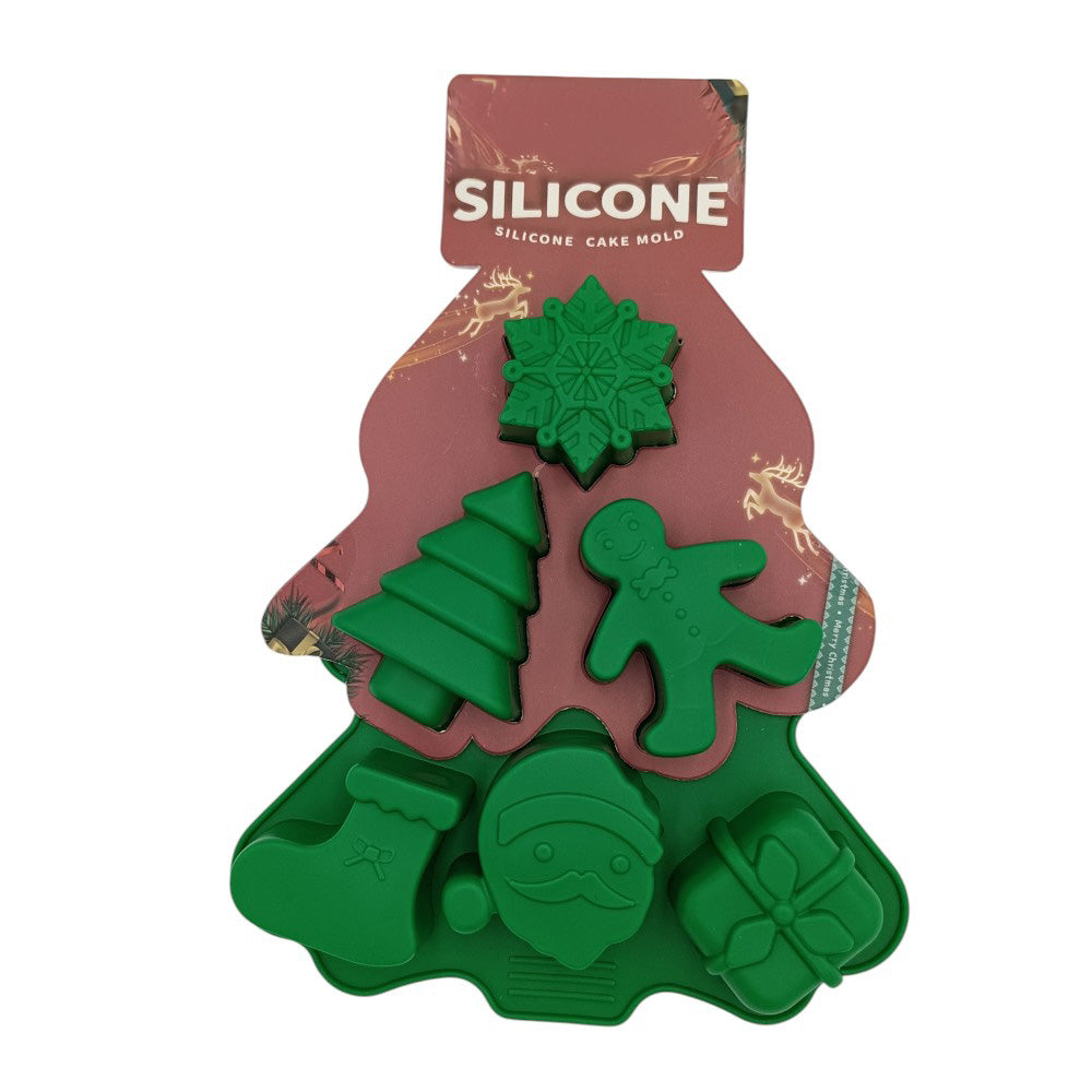 Χριστουγεννιάτικη Φόρμα Σιλικόνης Πράσινο Δέντρο Με 6 Σχέδια 22,2X18,5Χ2,5εκ