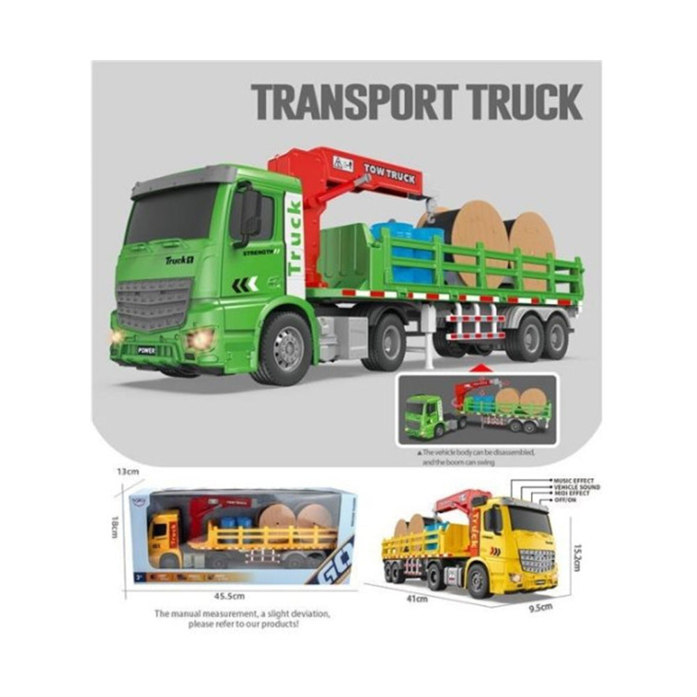 Φορτηγό Μεταφοράς 1:16 Friction Με Γερανό, Ήχο & Φως 2 Χρώματα 45X18X13εκ