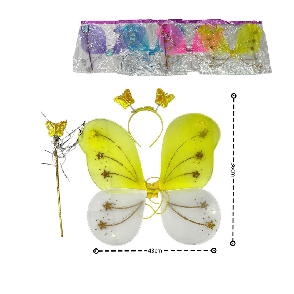 Φτερά Μεταμφίεσης Πεταλούδας με Ραβδί & Στέκα  43χ36 εκ 4 Χρώματα - 1 Τμχ