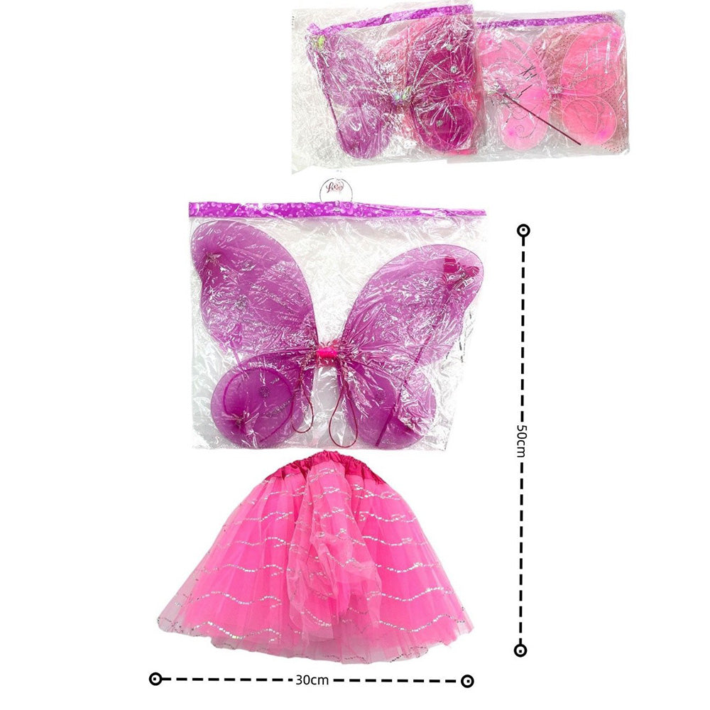 Φτερά Πεταλούδας Μεταμφίεσης με Ραβδί & Φούστα Tu Tu 50x30εκ. – 2 Χρώματα (1 Τεμάχιο)