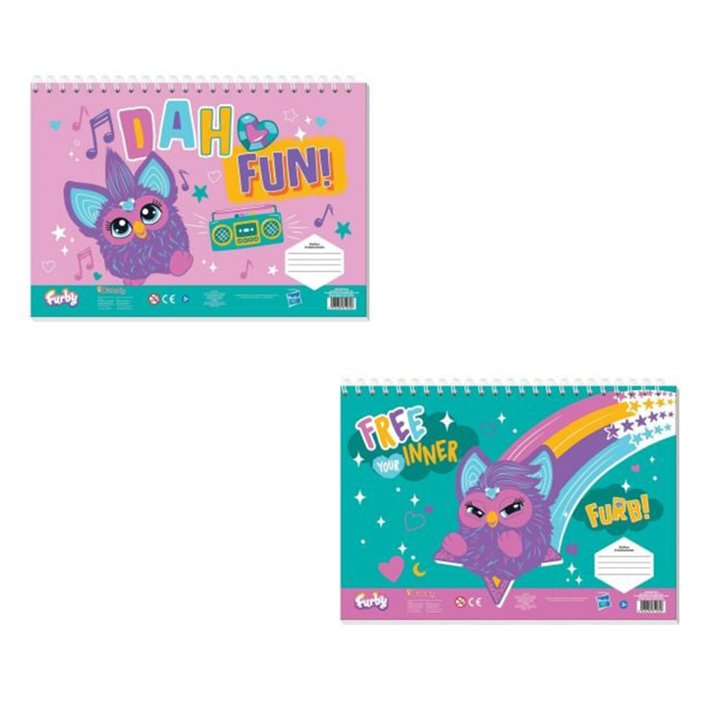 Μπλοκ Ζωγραφικής Furby 23x33 εκ με 40 Φύλλα, Αυτοκόλλητα & Στένσιλ σε 2 Σχέδια - 1 Τεμάχιο