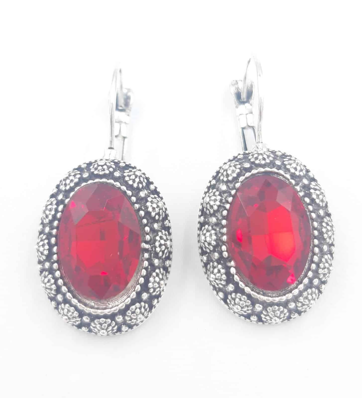 Σκουλαρικια Κρεμαστα Με Πετραδι Οβαλ