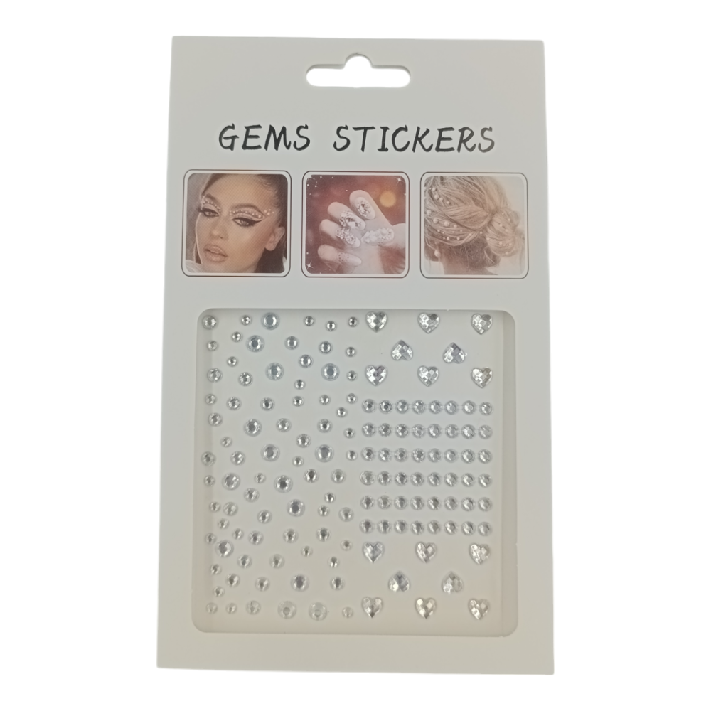 OEMΑυτοκόλλητα Στρασάκια Προσώπου Ασημί Διάφορα Σχέδιαpapell.gr