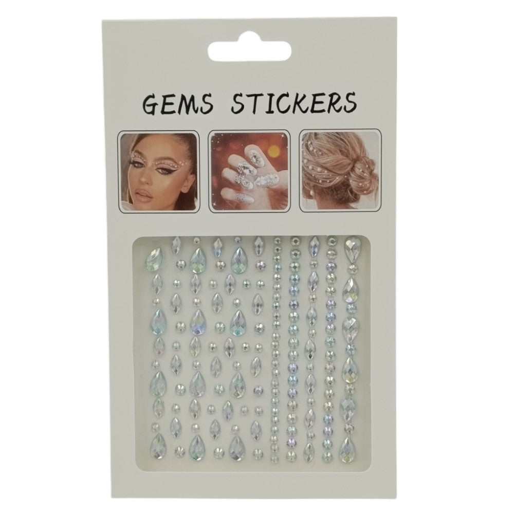 OEMΑυτοκόλλητα Στρασάκια Προσώπου Ασημί Διάφορα Σχέδιαpapell.gr