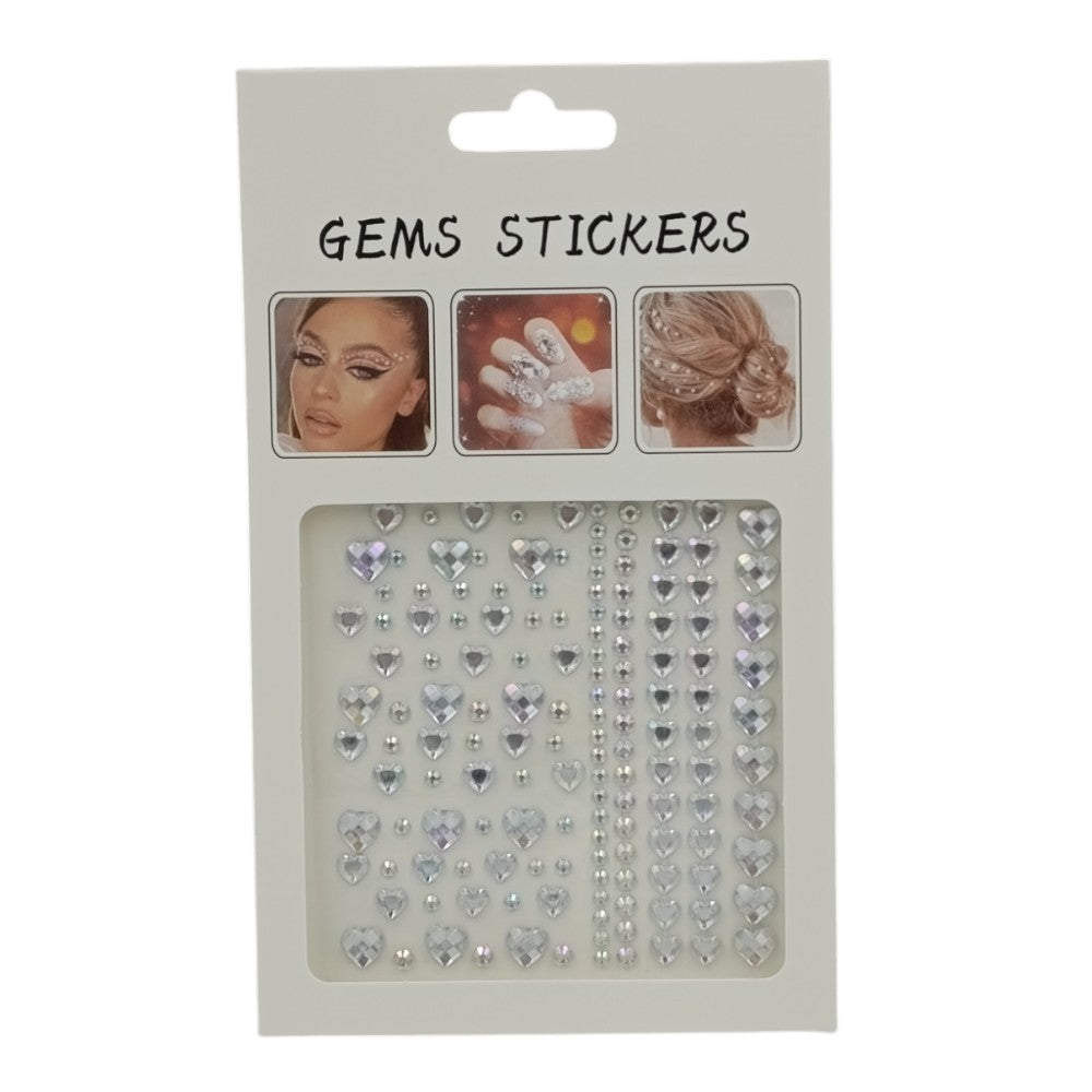 OEMΑυτοκόλλητα Στρασάκια Προσώπου Ασημί Διάφορα Σχέδιαpapell.gr