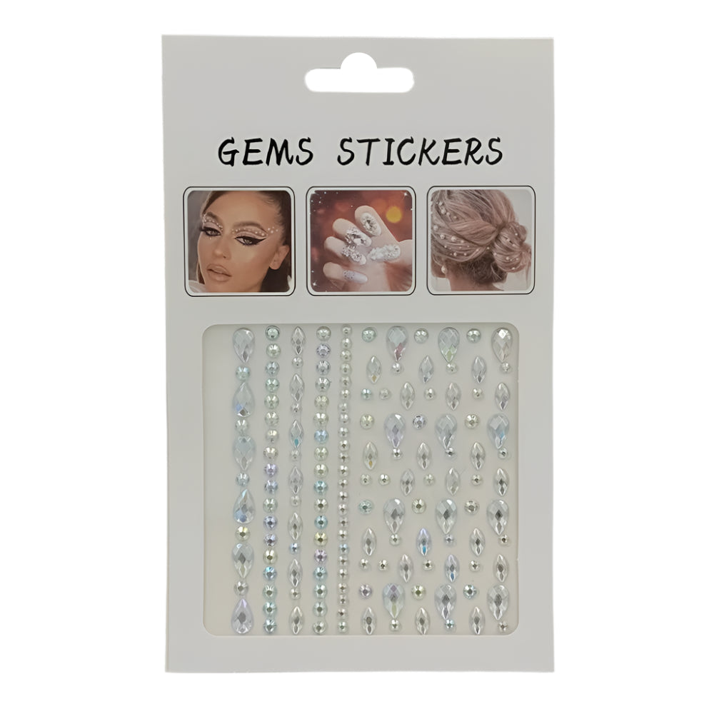 OEMΑυτοκόλλητα Στρασάκια Προσώπου Ασημί Διάφορα Σχέδιαpapell.gr