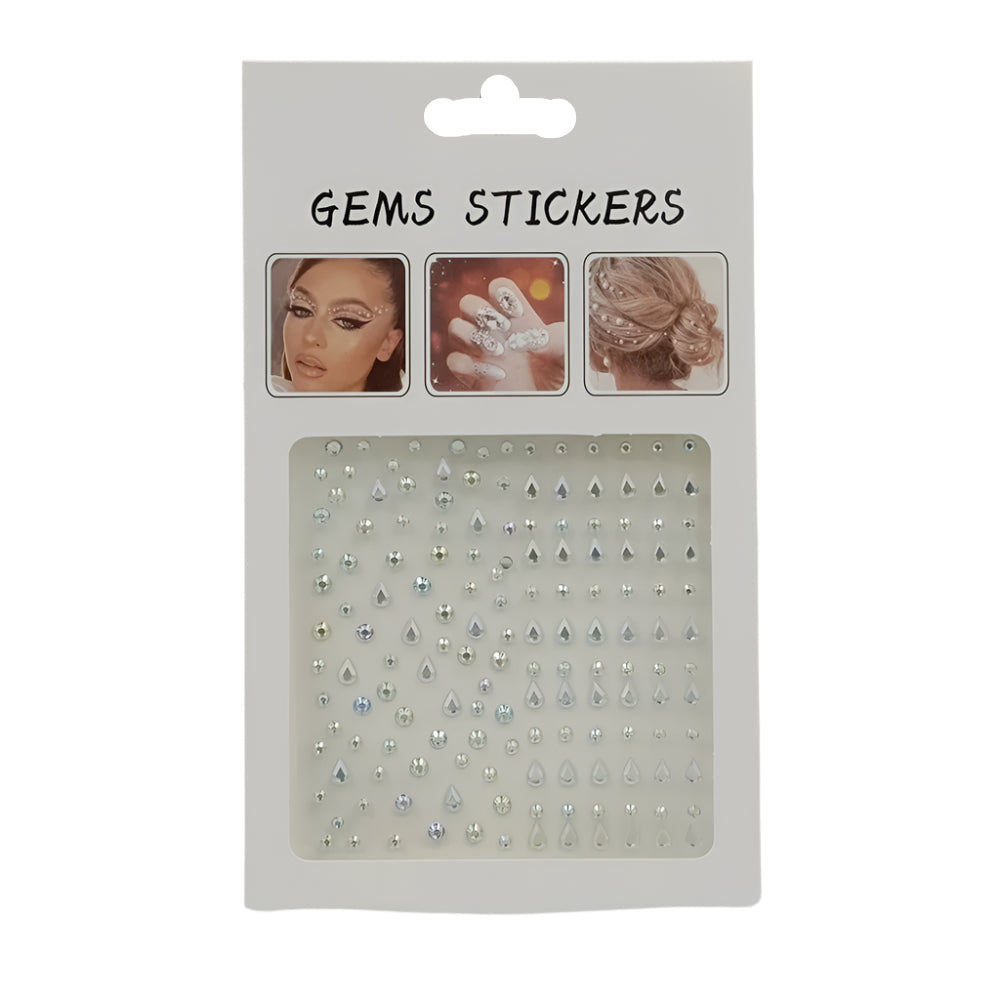 OEMΑυτοκόλλητα Στρασάκια Προσώπου Ασημί Διάφορα Σχέδιαpapell.gr