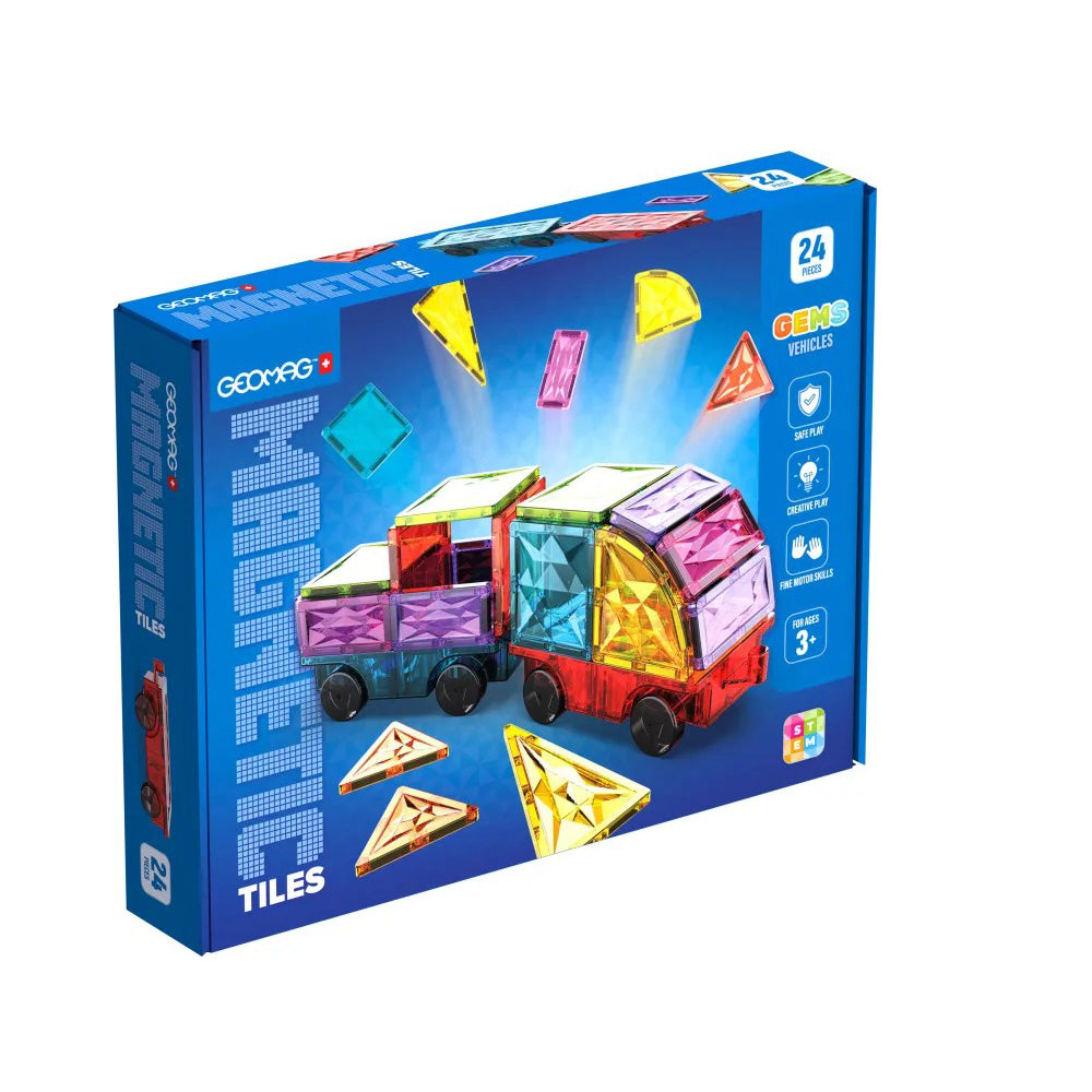 Geomag Magnetic Tiles Gems Vehicles 24pcs. 