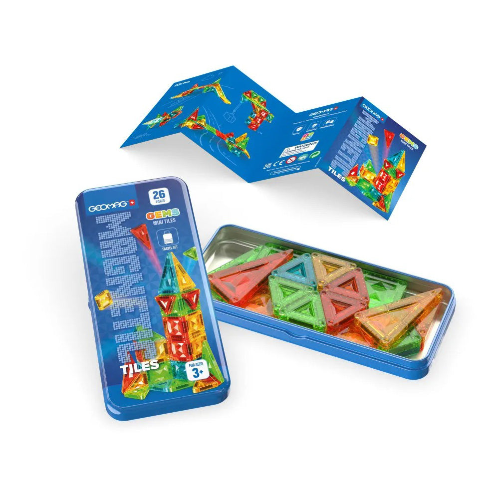 Geomag Magnetic Tiles Mini Travel Set 26τμχ – Μαγνητικό Παιχνίδι Κατασκευών για Ταξίδι