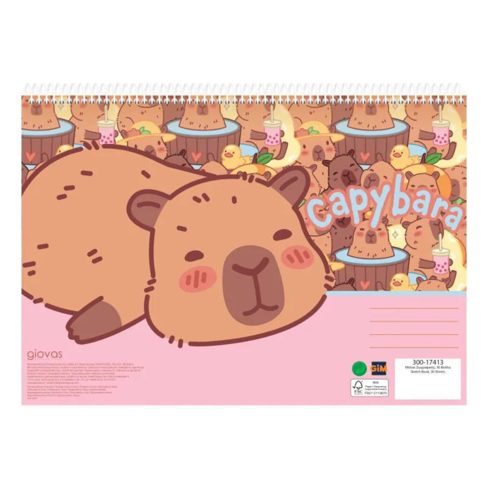 Gim Μπλοκ Ζωγραφικής A4 Σπιράλ Capybara 21x30 εκ 30 Φύλλα