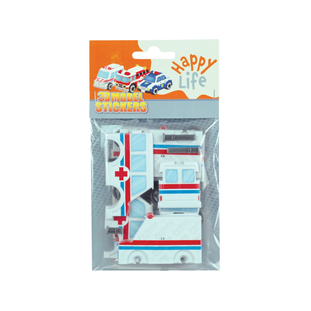 Gim Παιδικό Puzzle 3D με Αυτοκόλλητα Happy Life Οχήματα - Ασθενοφόρο