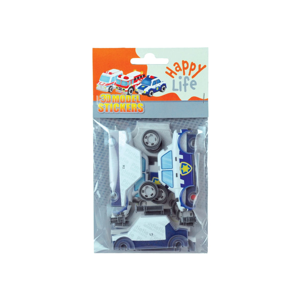 Gim Παιδικό Puzzle 3D με Αυτοκόλλητα Happy Life Οχήματα - Περιπολικό