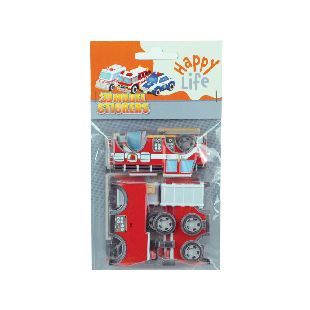 Gim Παιδικό Puzzle 3D με Αυτοκόλλητα Happy Life Οχήματα - Πυροσβεστικό