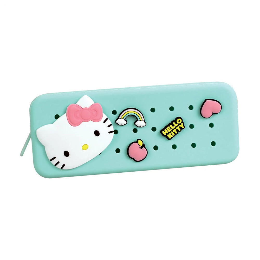 Gim Κασετίνα Σιλικόνης Ορθογώνια Hello Kitty Γαλάζια με Διακοσμητικά Pins 20 εκ