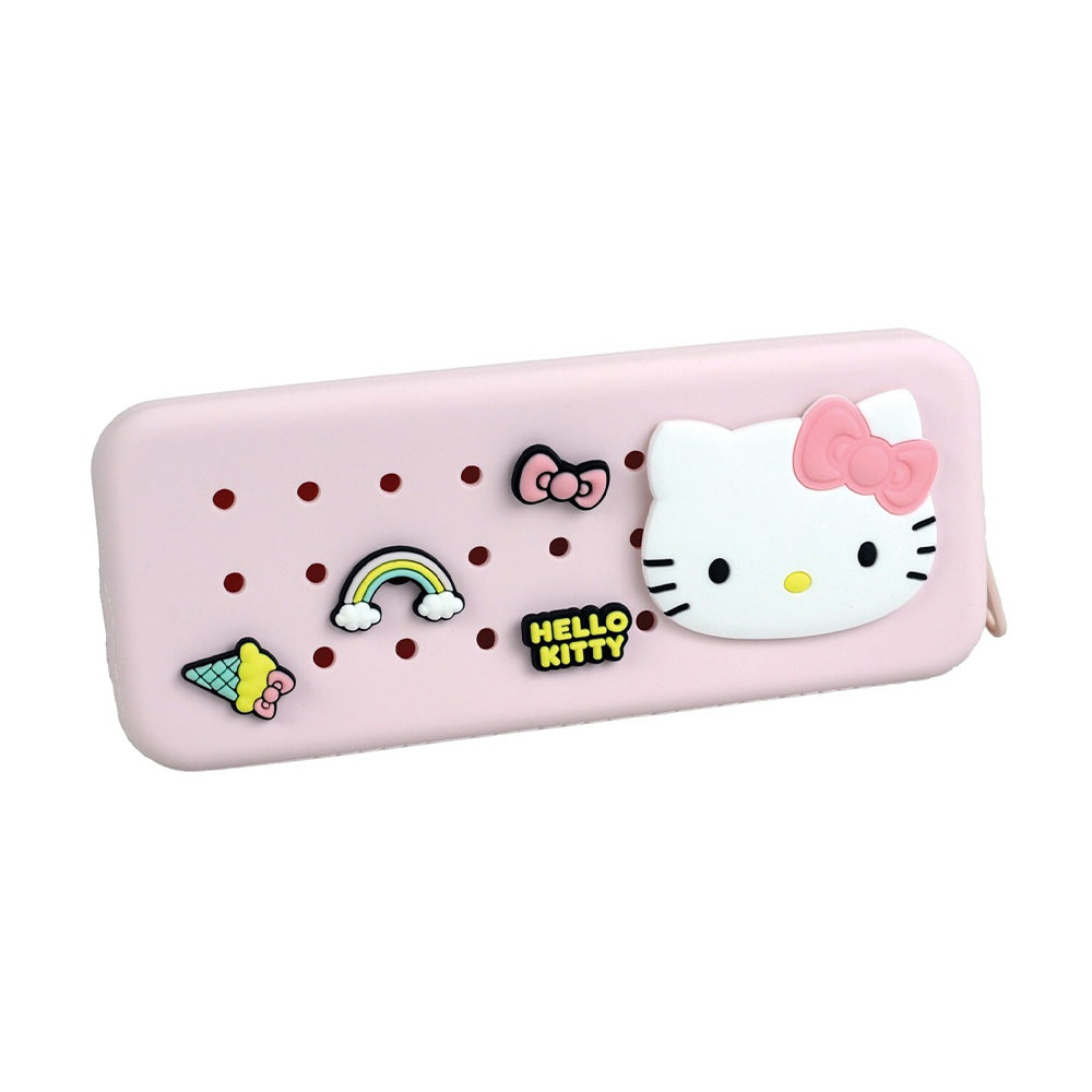 Gim Κασετίνα Σιλικόνης Ορθογώνια Hello Kitty Ροζ με Διακοσμητικά Pins 20 εκ