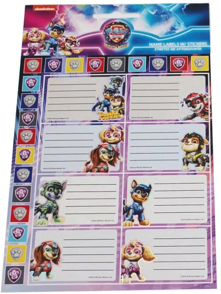 Gim Σχολικές Ετικέτες Hot Stamping Paw Patrol 16 Τμχ 4x8 εκ