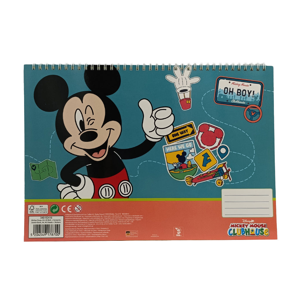 Gim Μπλοκ Ζωγραφικής με Αυτοκόλλητα Mickey 23x33 εκ 40 Φύλλα