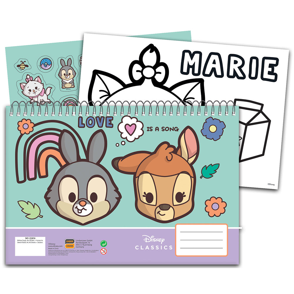 Gim Μπλοκ Ζωγραφικής Disney Animals 23x33Εκ 40 Φύλλα & Αυτοκόλλητα 