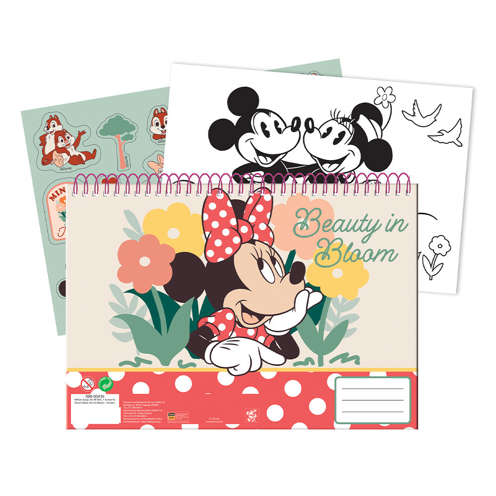 Gim Μπλοκ Ζωγραφικής Minnie 23x33Εκ 40 Φύλλα & Αυτοκόλλητα 