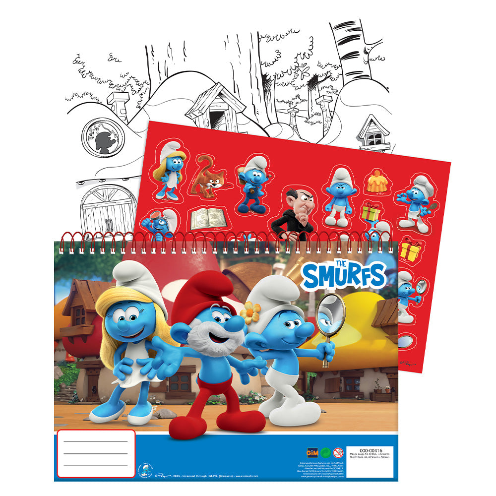 Gim Μπλοκ Ζωγραφικής Smurfs 23x33Εκ 40 Φύλλα & Αυτοκόλλητα