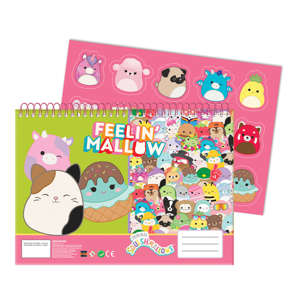Gim Μπλοκ Ζωγραφικής Squishmallows 23x33Εκ 40 Φύλλα & Αυτοκόλλητα 