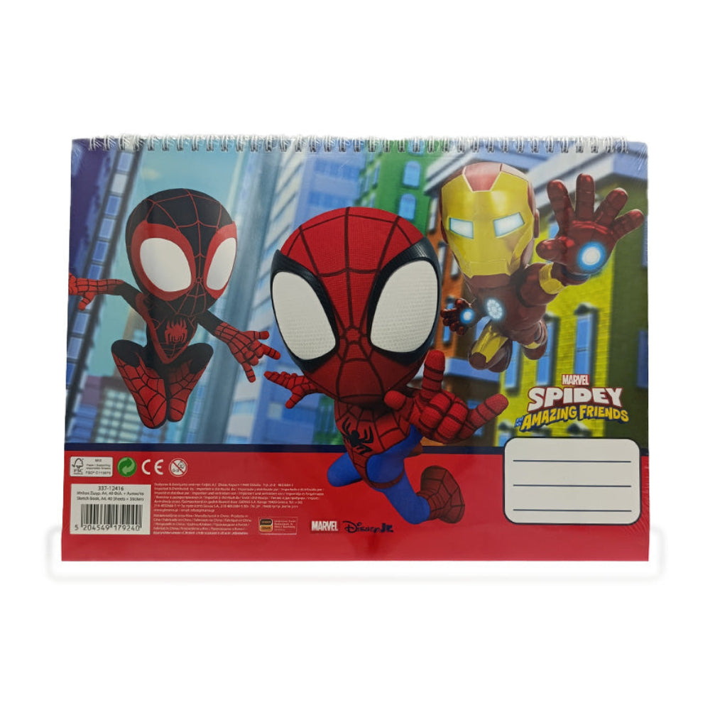 Gim Μπλοκ Ζωγραφικής με Αυτοκόλλητα Marvel Spidey Amazing Friends 23x33 εκ 40 Φύλλα