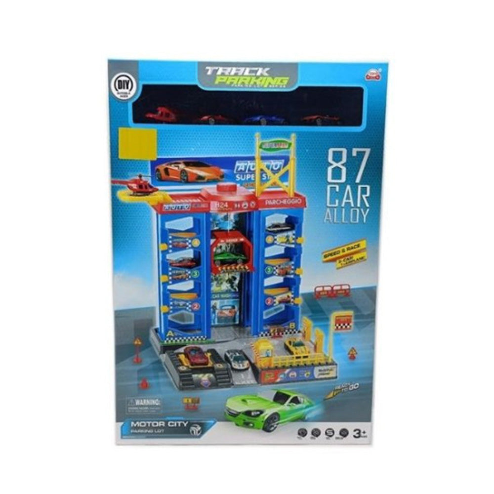 TrademarktΓκαράζ Αυτοκινήτων Με 3 Ορόφους, Ασανσέρ, 3 Αυτοκίνητα & Ελικόπτερο 52x36x9 Εκpapell.gr