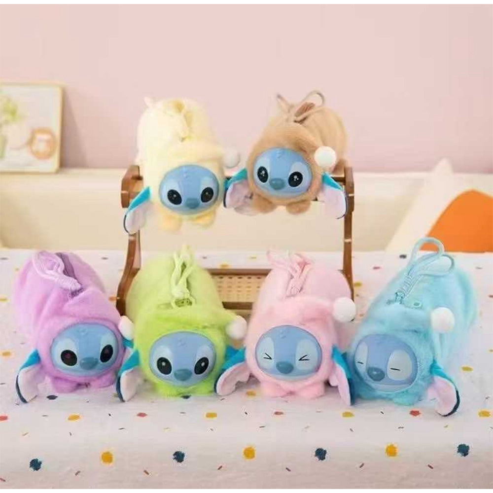 Γούνινη Κασετίνα Στρόγγυλη Stitch 25 εκ 6 Χρώματα - 1 Τμχ