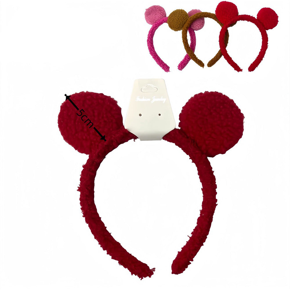 Γούνινη Στέκα Μαλλιών Ποντικάκι 3 Χρώματα - 1 Τμχ