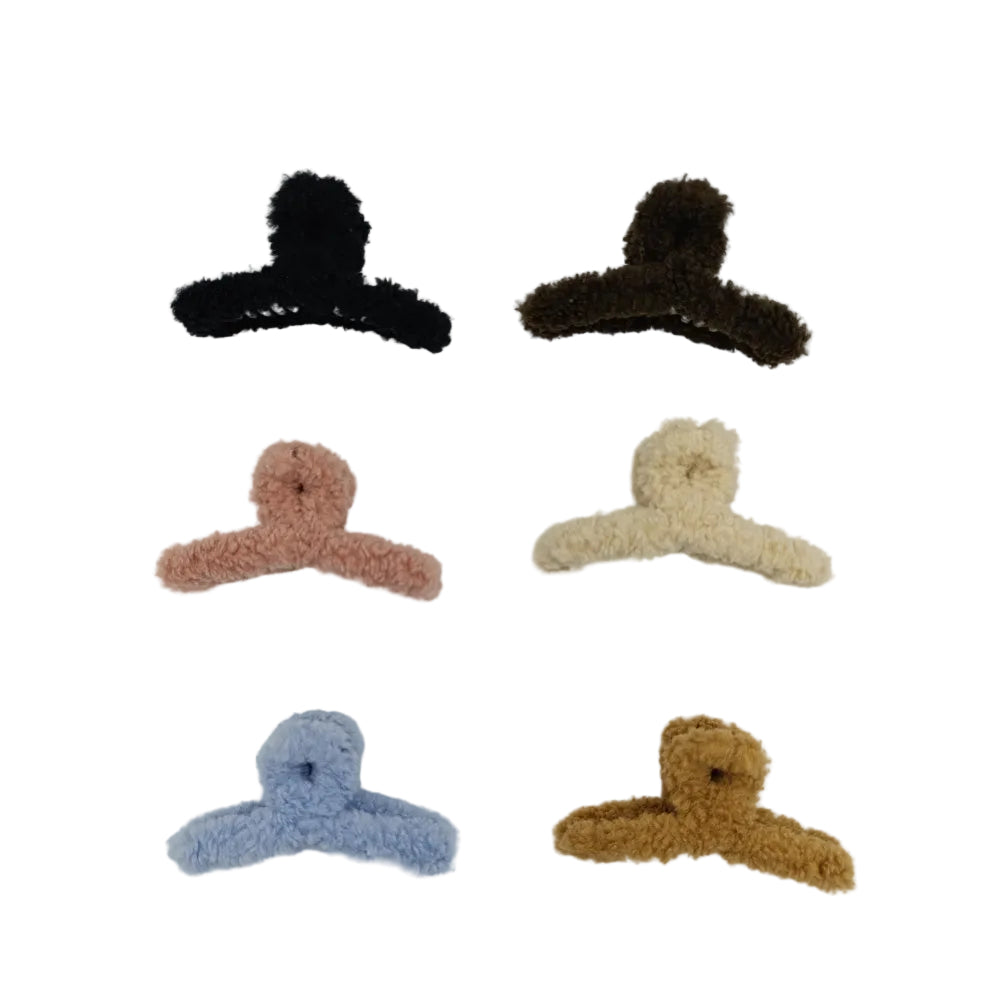 Γούνινο Κλάμερ Μονόχρωμο 14x6 εκ 4 Χρώματα - 1 Τμχ