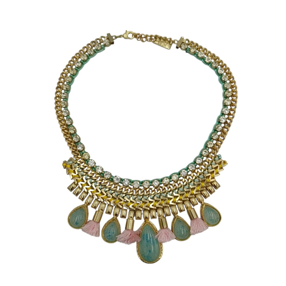 Γυναικείο Κολιέ Boho Glam Με Στρας & Ροζ Φουντίτσες