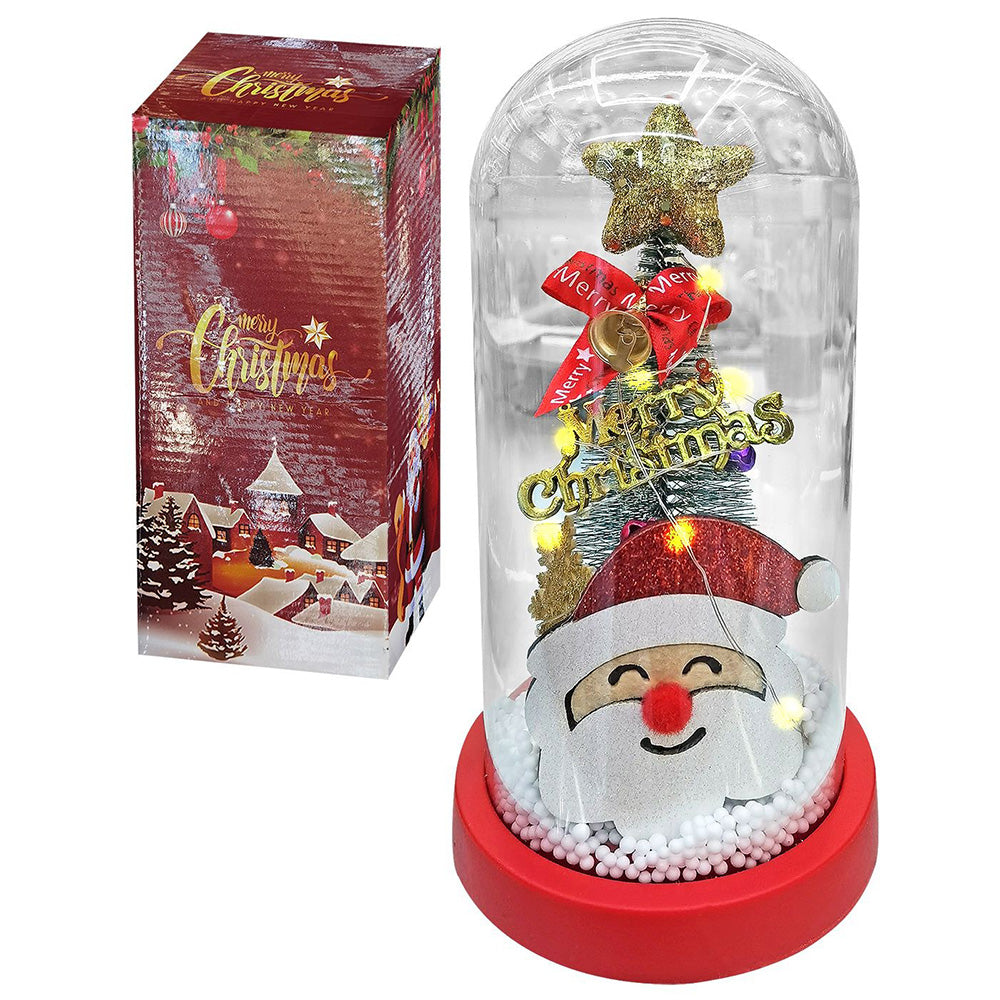 Χριστουγεννιάτικη Διακοσμητική Γυάλα Με Φως, Δέντρο & Άγιο Βασίλη 22x11εκ 