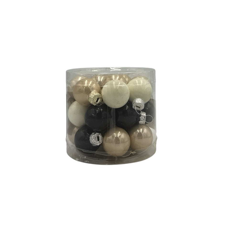 Γυάλινη Μπάλα Μαύρο - Χρυσό  25mm – Σετ 24 τεμαχίων