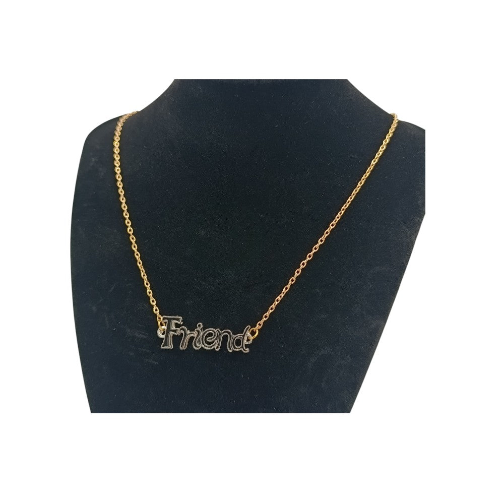 Γυναικείο Κολιέ Friend Χρυσό/Μαύρο
