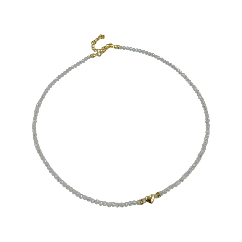 OEMΓυναικείο Κολιέ Με Χάντρες Και Χρυσή Καρδιά Λευκόpapell.gr