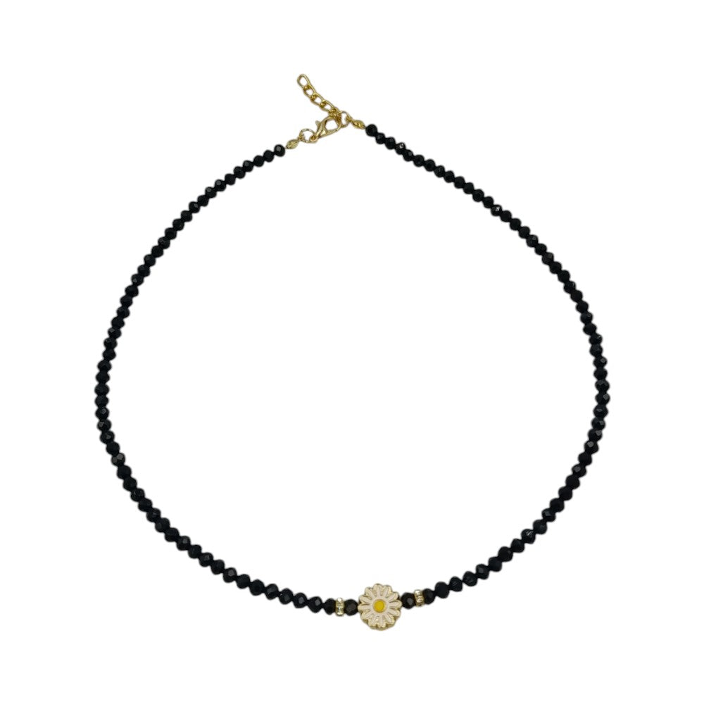OEMΓυναικείο Κολιέ Με Χάντρες Και Λουλουδάκι Μαύροpapell.gr