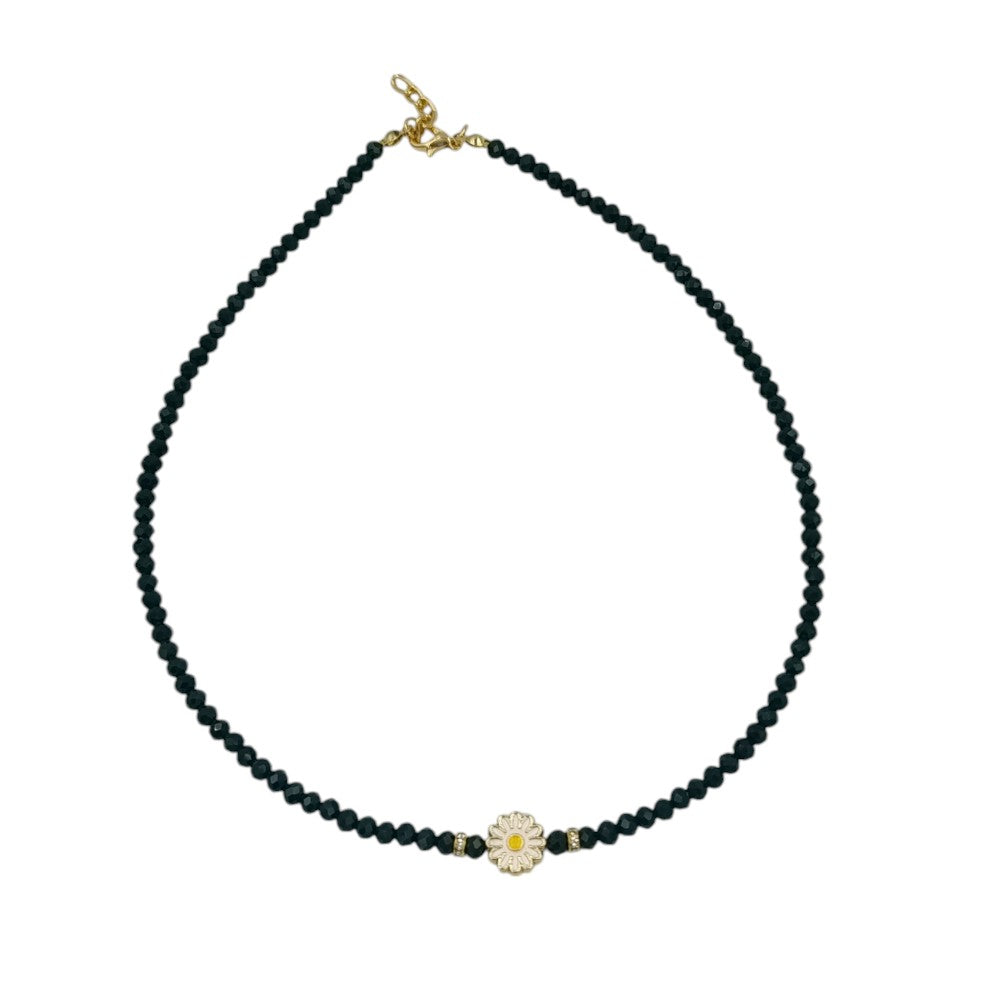 OEMΓυναικείο Κολιέ Με Χάντρες Και Λουλουδάκι Σκούρο Πράσινοpapell.gr