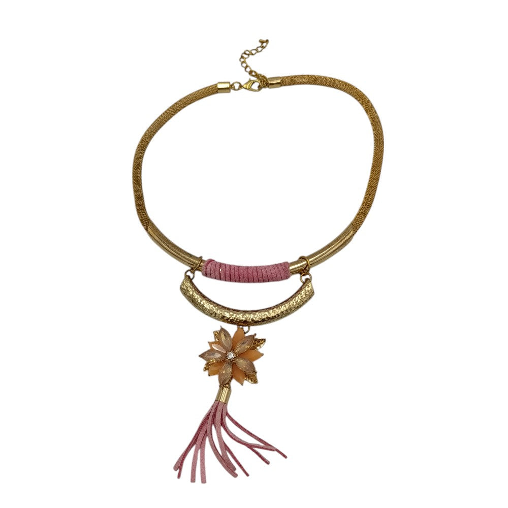 Γυναικείο Κολιέ Με Χρυσή Αλυσίδα & Kρεμαστό Λουλούδι 2 Χρώματα - 1 Τμχ