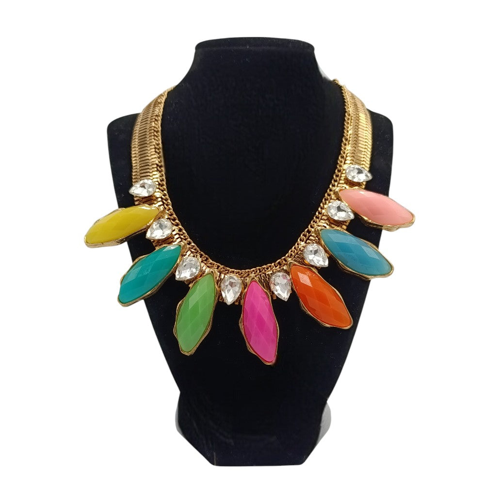 Γυναικείο Κολιέ Διακοσμημένο Με Χρωματιστά Πετράδια 