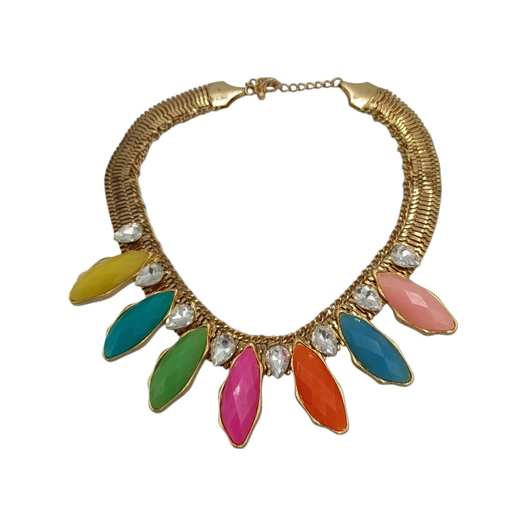 Γυναικείο Κολιέ Διακοσμημένο Με Χρωματιστά Πετράδια 