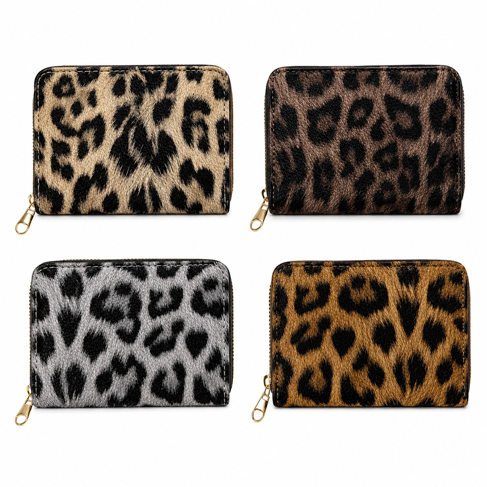 Γυναικείο Πορτοφόλι Animal Print με Φερμουάρ 13x10 εκ σε 4 Χρώματα - 1 Τμχ