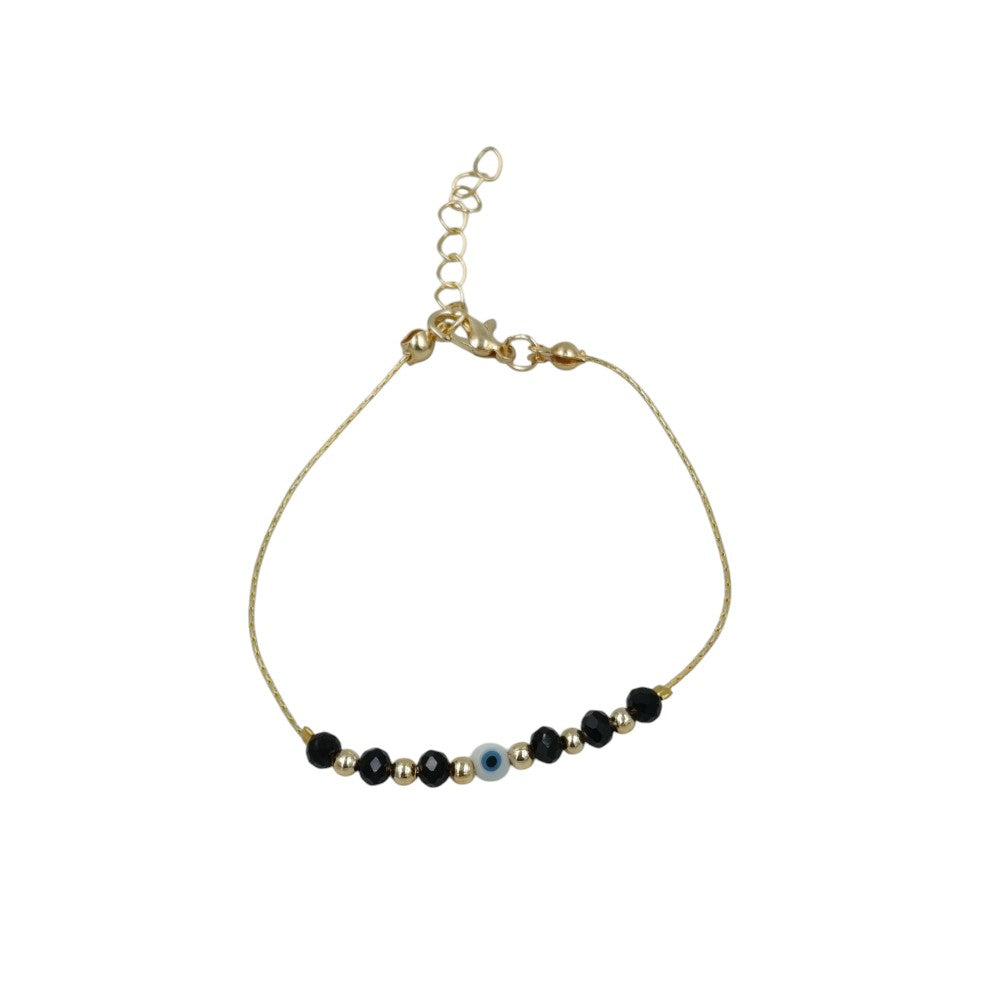 OEMΓυναικείο Βραχιόλι Αλυσίδα Με Χάντρες & Ματάκι Μαύροpapell.gr