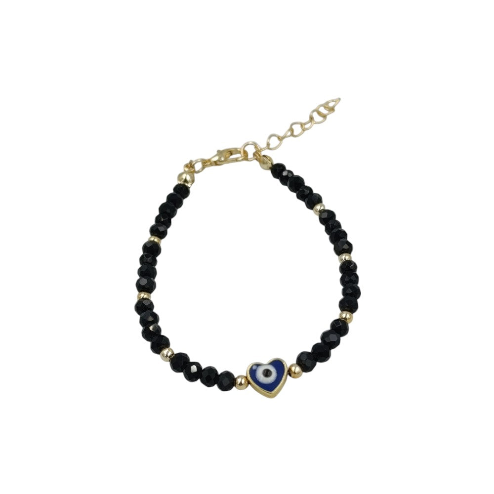 OEMΓυναικείο Βραχιόλι Με Χάντρες & Καρδούλα Ματάκι Μαύροpapell.gr