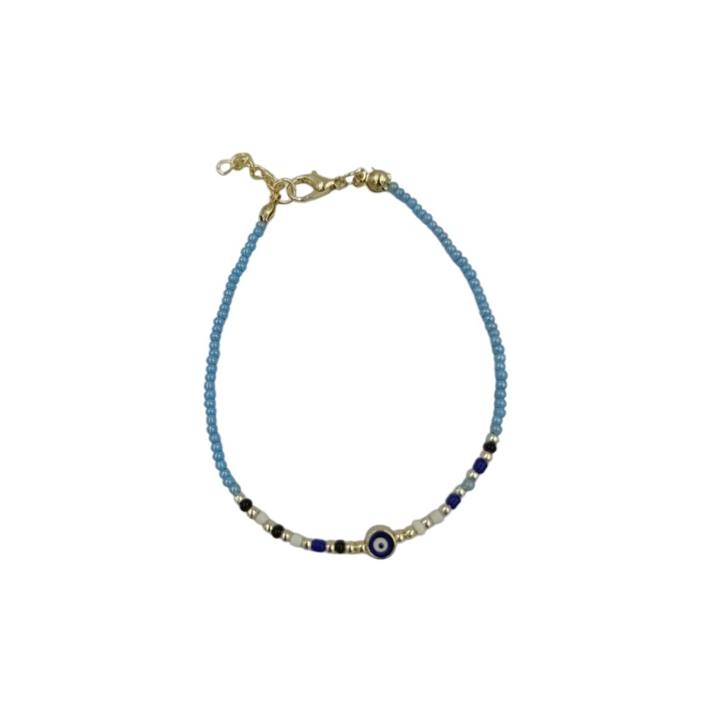 OEMΓυναικείο Βραχιόλι Με Χάντρες & Ματάκι Γαλάζιοpapell.gr