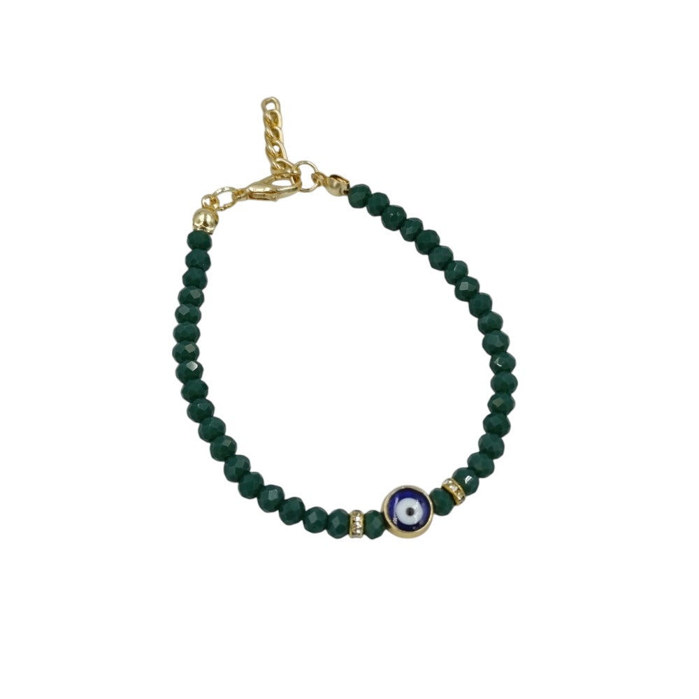 OEMΓυναικείο Βραχιόλι Με Χάντρες & Ματάκι Σμαραγδίpapell.gr