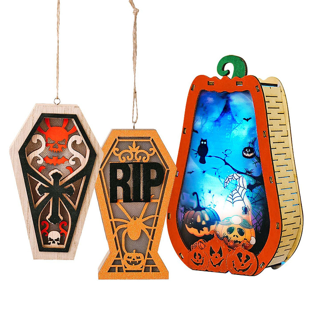 Halloween Διακοσμητικό Ξύλινο Με Φως 15x9x4 εκ